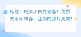 电脑有什么免费去水印的软件嘛