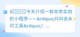 抖抖去水印工具小程序