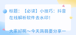 斗喑在线解析软件去水印