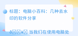 电脑什么软件能去水印