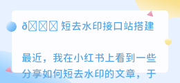 短去水印接口站搭建