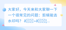 剪辑能去水印吗