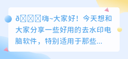 好用的去水印电脑软件推荐