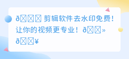 剪辑的软件去水印免费