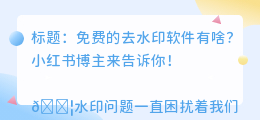 免费的去水印软件有啥
