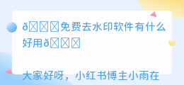免费去水印软件有什么好用