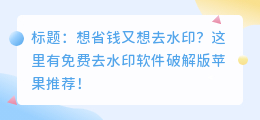 免费去水印软件破解版苹果
