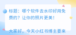 哪个软件去水印好用免费的