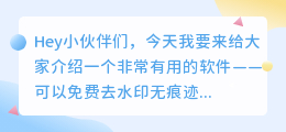 哪个软件免费去水印无痕迹