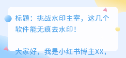 哪个软件能无痕去水印