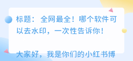 哪个软件可以去水印