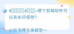 哪个剪辑软件可以去水印保存