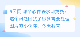 哪个软件去水印免费
