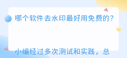 哪个软件去水印最好用免费的