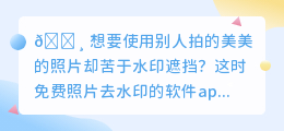 免费照片去水印的软件app