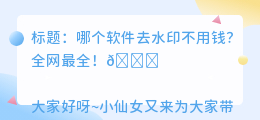 哪个软件去水印不用钱