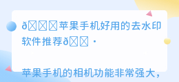 苹果手机好用的去水印软件推荐