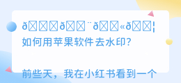 苹果什么软件可以去水印免费