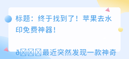 苹果去水印免费软件