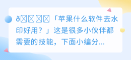 苹果什么软件去水印好用