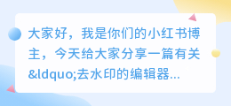 去水印的编辑器哪个好用些