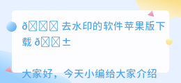 去水印的软件苹果版下载