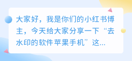 去水印的软件苹果手机