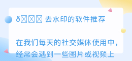 去水印的软件推荐