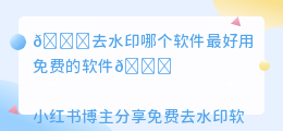 去水印哪个软件最好用免费的软件