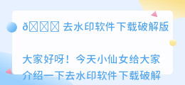 去水印软件下载破解版