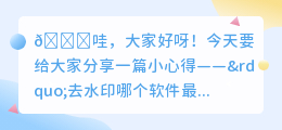 去水印哪个软件最好用的