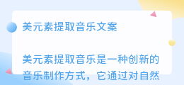 美元素提取音乐文案