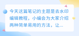 去水印编辑教程