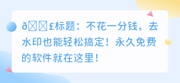 去水印永久免费的软件