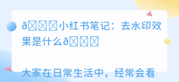 去水印效果是什么