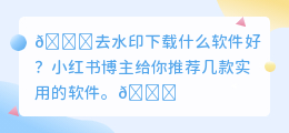 去水印下载什么软件好