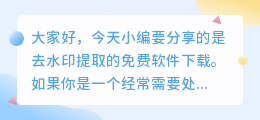 去水印提取的免费软件下载