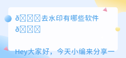 去水印有哪些软件