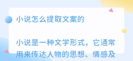 小说怎么提取文案的