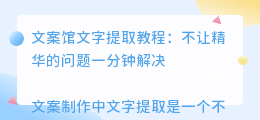 文案馆文字提取教程