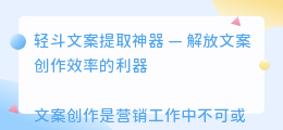 轻斗文案提取神器