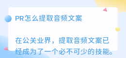 pr怎么提取音频文案