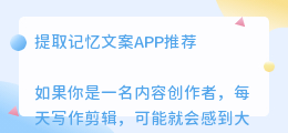 提取记忆文案app推荐