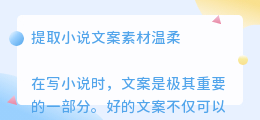提取小说文案素材温柔