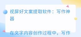 视屏好文案提取软件