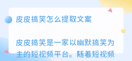皮皮搞笑怎么提取文案