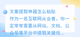 文案提取神器怎么粘贴