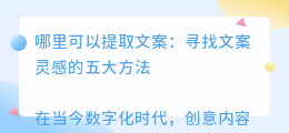 哪里可以提取文案
