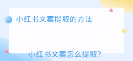 小红书文案怎么提取