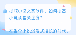 提取小说文案软件